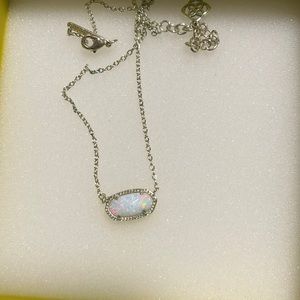 Kendra Scott Elisa Pendant Necklace in White Kyocera Opal